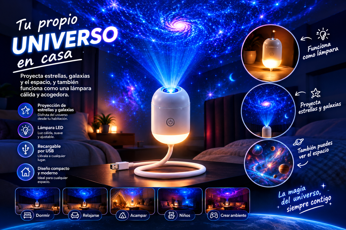 Mini Proyector Espacial Galaxias